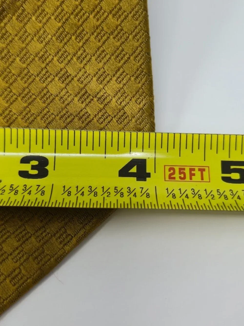 VTG Sears Men's Tie Mustard Gold Geometric Checkered 70s Retro 4